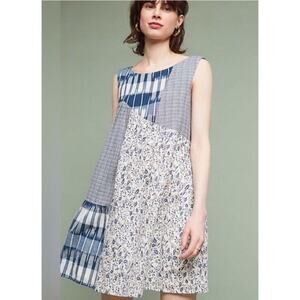 Holding Horses Blue Sleeveless Cottage Prairie Ivy Patchwork Dress Size Small